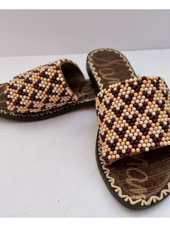 Sam Edelman Shoes - Sam Edelman Gunner Beaded Slide Sandals Womens Size 7 Leather Boho Slip On